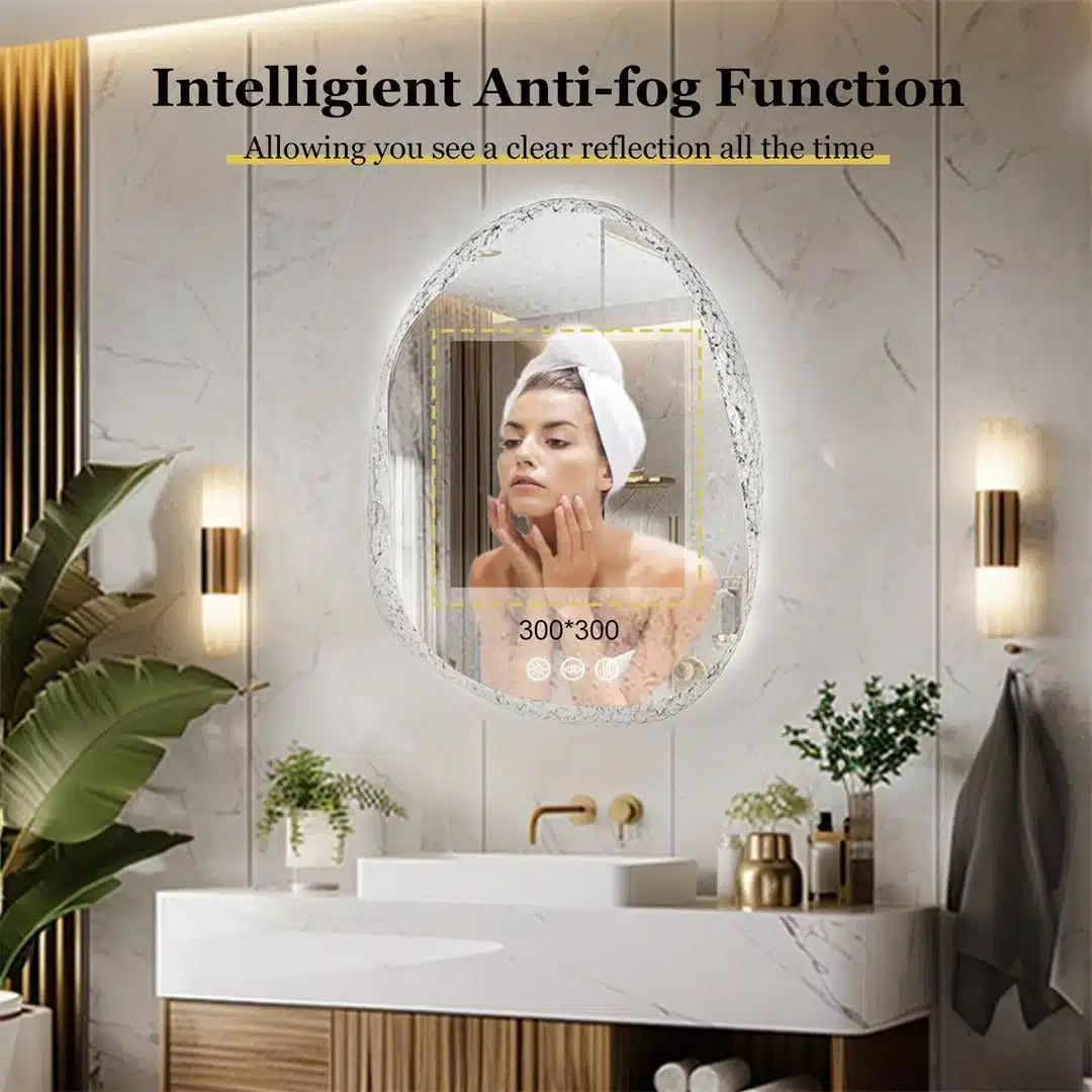 Irregular LED Bathroom Mirror with Touch Sensor, Anti-Fog, and Backlit Lighting - Bluetooth Mirrors | LightMirror.in