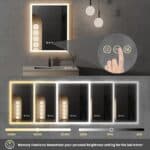 20×30 Inch Rectangular LED Bathroom Mirror – Anti-Fog, Dimmable, and Touch Controls