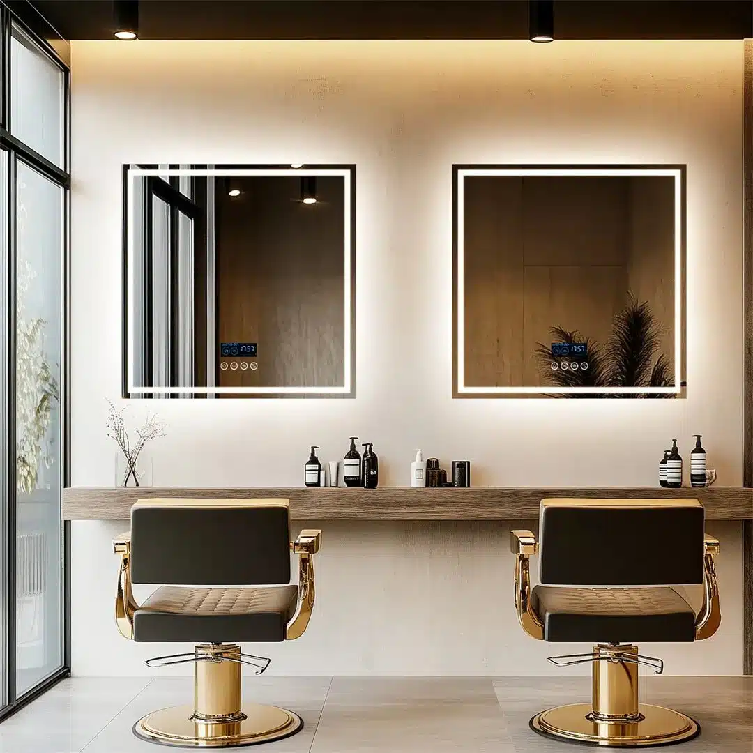 36" Square LED Bathroom Mirror with Bluetooth Speaker, Anti-Fog, and Dimmable Lighting - Bluetooth Mirrors | LightMirror.in