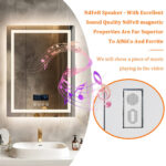 LED Bathroom Mirror with Bluetooth Speaker, Anti-Fog, and Dimmable Lighting