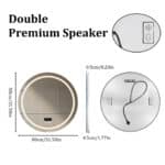 36″ Round LED Bathroom Mirror with Bluetooth Speaker, Anti-Fog, and Dimmable Lighting