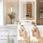LED Bathroom Mirror with Bluetooth Speaker, Anti-Fog, and Dimmable Lighting