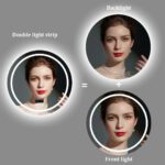 36″ Round LED Bathroom Mirror with Bluetooth Speaker, Anti-Fog, and Dimmable Lighting