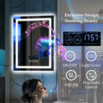 LED Bathroom Mirror with Bluetooth Speaker, Anti-Fog, and Dimmable Lighting