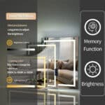 LED Bathroom Mirror with Bluetooth Speaker, Anti-Fog, and Dimmable Lighting