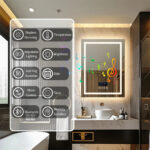 LED Bathroom Mirror with Bluetooth Speaker, Anti-Fog, and Dimmable Lighting