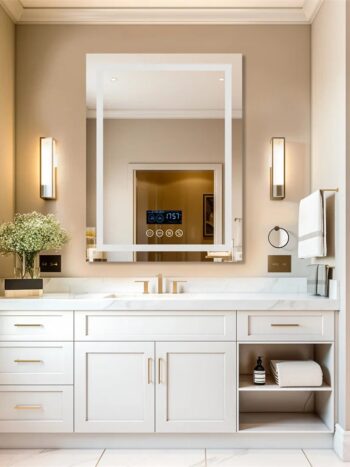 LED Bathroom Mirror with Bluetooth Speaker, Anti-Fog, and Dimmable Lighting - Bluetooth Mirrors | LightMirror.in