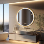 Golden Frame Round Bathroom Mirror with Anti-Fog and Smart LED Features