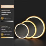 Golden Frame Round Bathroom Mirror with Anti-Fog and Smart LED Features