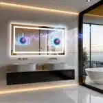 Smart LED Bathroom Mirror with Bluetooth Speaker, Anti-Fog, and Dimmable Lighting