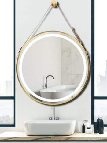 Radiant Halo Frame Round Bathroom Mirror – LED Lighting, Anti-Fog, and Touch Controls