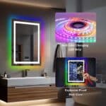 Smart RGB LED Bathroom Mirror with Bluetooth Speaker, Anti-Fog, and Dimmable Lighting