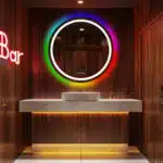 Round Smart RGB LED Bathroom Mirror with Bluetooth Speaker, Anti-Fog, and Dimmable L