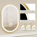 Frontlit Oval LED Illuminated Bathroom Mirror with Frame and Anti-Fog