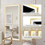 Gold Framed LED Bathroom Mirror – Anti-Fog, Dimmable, and Touch Control