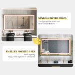 Gold Framed LED Bathroom Mirror – Anti-Fog, Dimmable, and Touch Control
