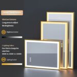 Gold Framed LED Bathroom Mirror – Anti-Fog, Dimmable, and Touch Control