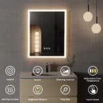 20×30 Inch Rectangular LED Bathroom Mirror – Anti-Fog, Dimmable, and Touch Controls