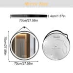 Radiant Halo Round LED Bathroom Mirror with Anti-Fog, Dimmable Lighting, and Leather Strap
