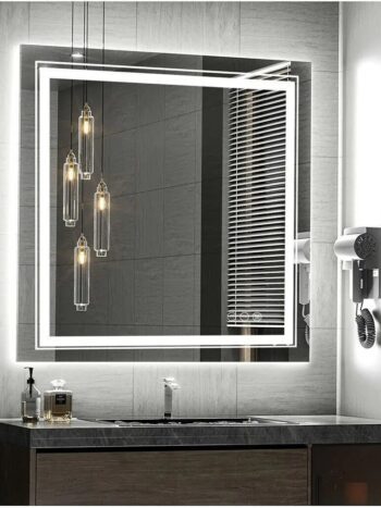 Frameless LED Lighted Bathroom Mirror – Dual Lighting, Anti-Fog, and Touch Controls - Rectangle Shape LED Mirror | LightMirro