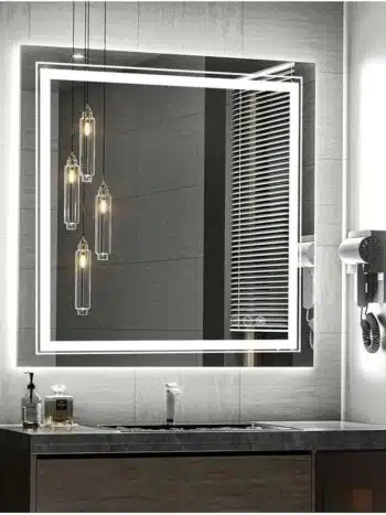 Frameless LED Lighted Bathroom Mirror – Dual Lighting, Anti-Fog, and Touch Controls - Rectangle Shape LED Mirror | LightMirro