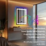 Rectangle Smart RGB LED Bathroom Mirror with Bluetooth Speaker, Anti-Fog, and Dimmable Lighting