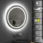 Frameless LED Bathroom Mirror with Dual Lighting, Anti-Fog, and Touch Controls – Modern Round Design
