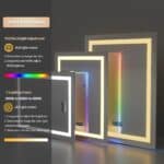 Rectangle Smart RGB LED Bathroom Mirror with Bluetooth Speaker, Anti-Fog, and Dimmable Lighting