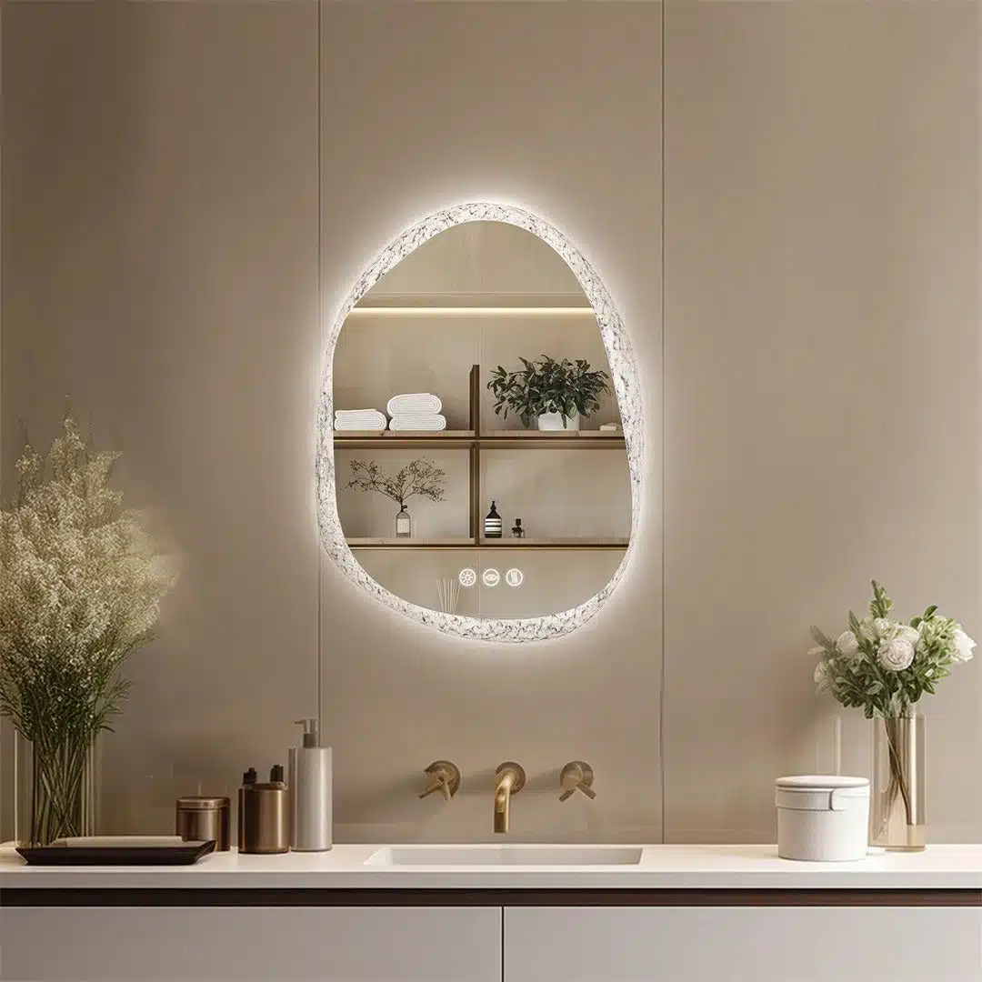 Irregular LED Bathroom Mirror with Touch Sensor, Anti-Fog, and Backlit Lighting - Bluetooth Mirrors | LightMirror.in