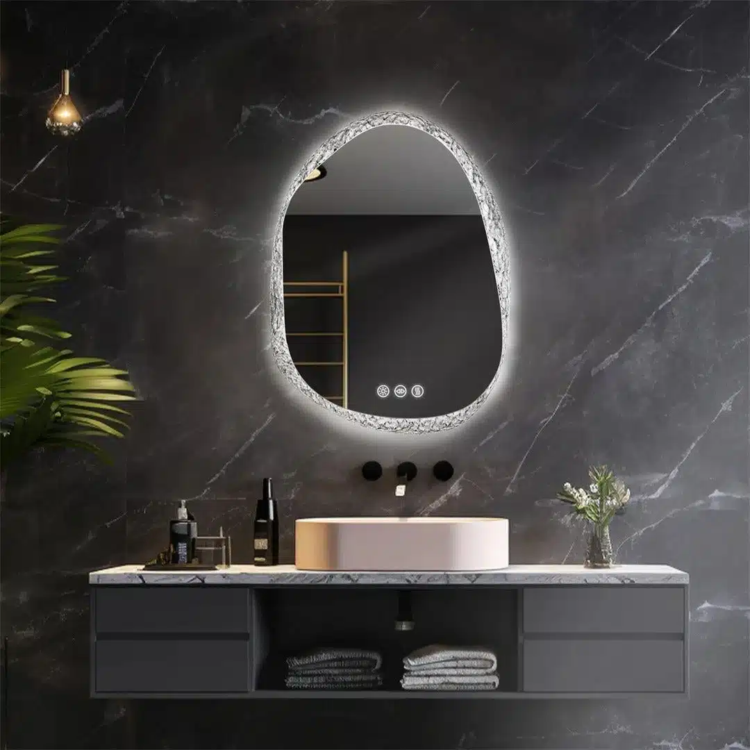 Irregular LED Bathroom Mirror with Touch Sensor, Anti-Fog, and Backlit Lighting - Bluetooth Mirrors | LightMirror.in