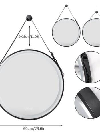 Radiant Halo Frame Round Mirror with Anti-Fog, Dimmable Lighting, and Touch Controls With Rope - Uncategorized | LightMirror.