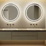 Extra Large Round LED Bathroom Mirror with Anti-Fog, Dimmable Lights, and Touch Sensor
