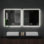 Square Illuminated Bathroom Mirror – Anti-Fog, Dimmable, and Touch Controls