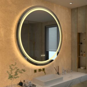 Extra Large 90cm Round Double Light LED Smart Bathroom Illumination Mirror, Wall Mounted, Anti-Fog - Uncategorized | LightMir