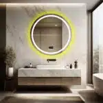 Round Smart RGB LED Bathroom Mirror with Bluetooth Speaker, Anti-Fog, and Dimmable L
