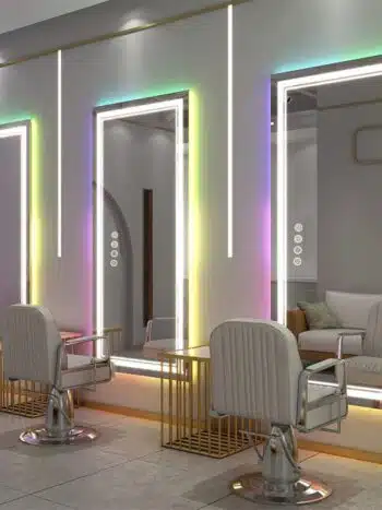 LED mirrors for salon stations with professional lighting