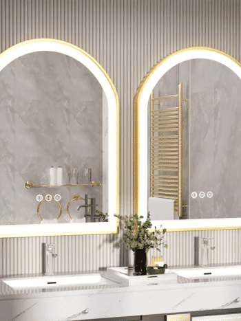 Custom LED mirror personalization ideas with unique designs and lighting features.