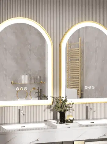 Custom LED mirror personalization ideas with unique designs and lighting features.