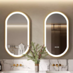 Frontlit Oval LED Illuminated Bathroom Mirror with Frame and Anti-Fog