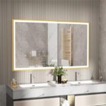 Gold Framed LED Bathroom Mirror – Anti-Fog, Dimmable, and Touch Control