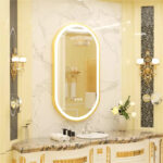 Frontlit Oval LED Illuminated Bathroom Mirror with Frame and Anti-Fog