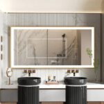Gold Framed LED Bathroom Mirror – Anti-Fog, Dimmable, and Touch Control