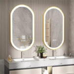 Frontlit Oval LED Illuminated Bathroom Mirror with Frame and Anti-Fog