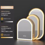 Frontlit Arched LED Illuminated Bathroom Mirror with Gold Frame and Anti-Fog