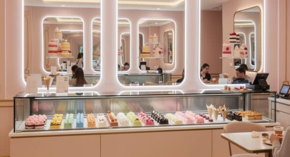 Elegant LED Mirrors for Bakery and Dessert Shop Interiors